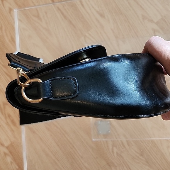Structured FAUX Black Leather Crossbody Bag, EUC - Picture 8 of 15